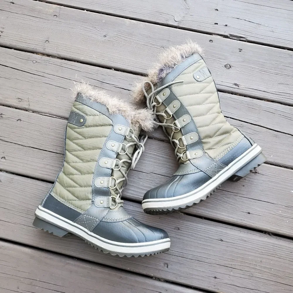 Sorel Tofino II Waterproof Insulated Olive Green Faux Fur‎ Cuff Winter Boots 9